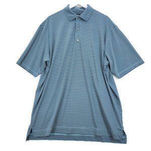 FootJoy FJ Polo Shirt Mens XXL Blue Striped Golf Sporty Preppy Rugby Stretch 2XL